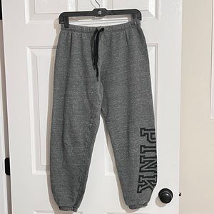 PINK grey fleece sweat pants